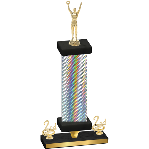 Premium Single Silver Carbon Fiber Second Place Victory Trophy