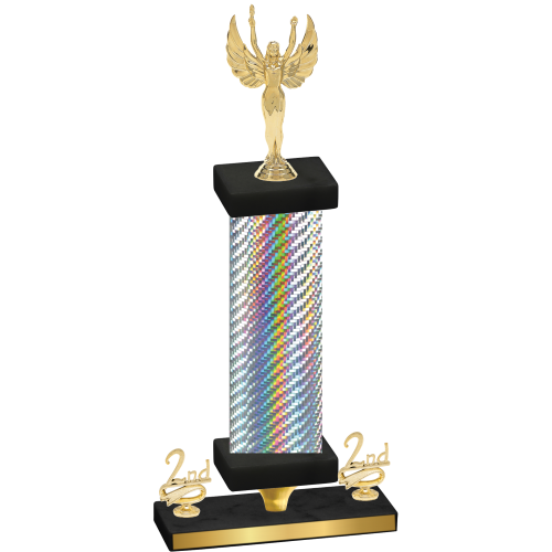 Premium Single Silver Carbon Fiber Second Place Victory Trophy