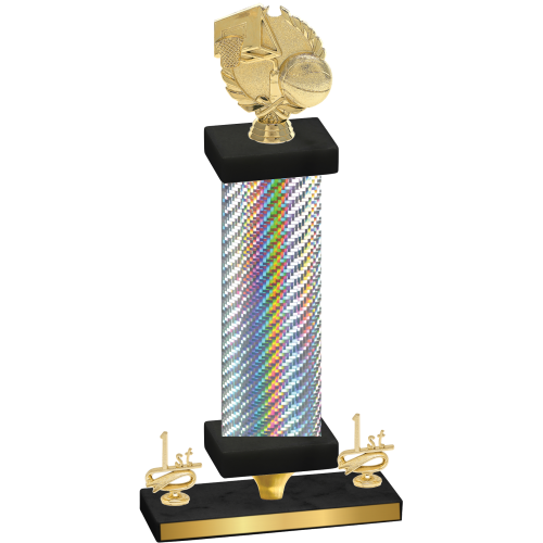 Premium Single Silver Carbon Fiber First Place Basketball Trophy