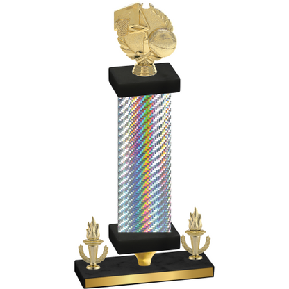 Premium Single Silver Carbon Fiber Victory Basketball Trophy