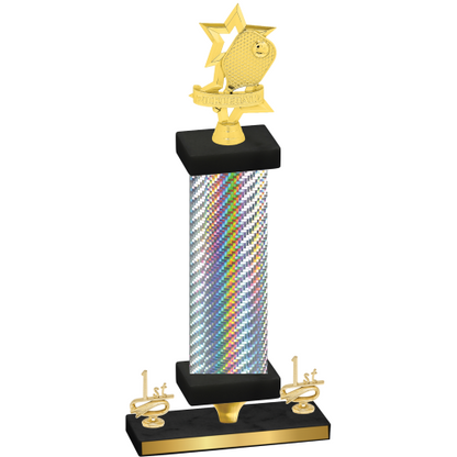 Premium Single Silver Carbon Fiber First Place Pickleball Trophy