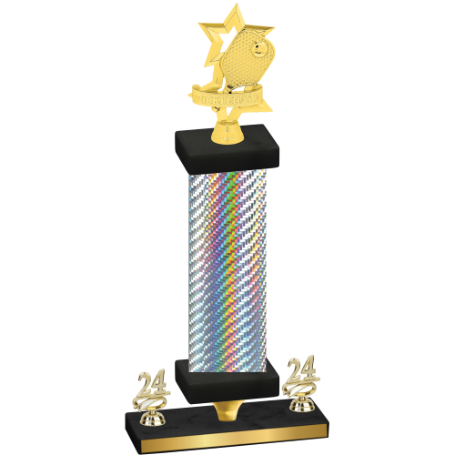 Premium Single Silver Carbon Fiber Year Pickleball Trophy