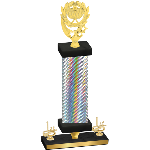 Premium Single Silver Carbon Fiber First Place Pickleball Trophy