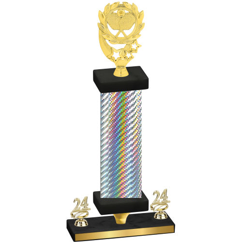 Premium Single Silver Carbon Fiber Year Pickleball Trophy