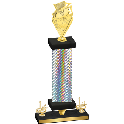 Premium Single Silver Carbon Fiber First Place Pickleball Trophy