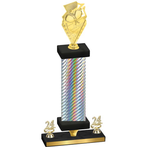 Premium Single Silver Carbon Fiber Year Pickleball Trophy