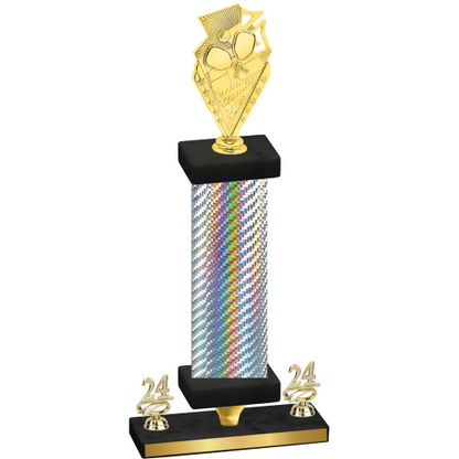 Premium Single Silver Carbon Fiber Year Pickleball Trophy