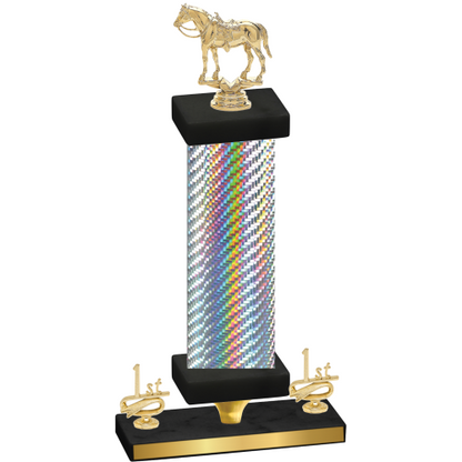 Premium Single Silver Carbon Fiber First Place Horses Trophy