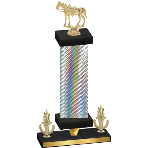 Premium Single Silver Carbon Fiber Victory Horses Trophy