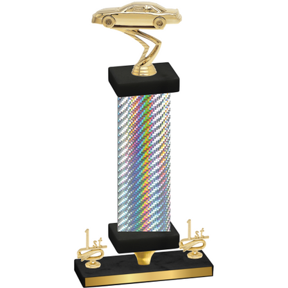 Premium Single Silver Carbon Fiber First Place Cars Trophy