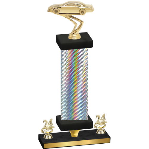 Premium Single Silver Carbon Fiber Year Cars Trophy