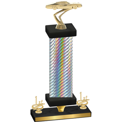 Premium Single Silver Carbon Fiber First Place Cars Trophy