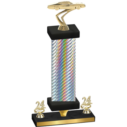 Premium Single Silver Carbon Fiber Year Cars Trophy