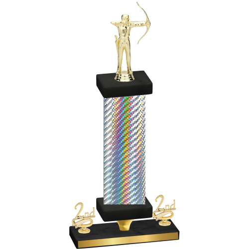 Premium Single Silver Carbon Fiber Second Place Archery Trophy