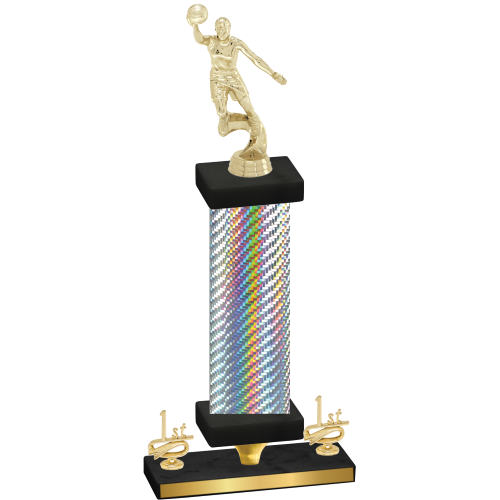 Premium Single Silver Carbon Fiber First Place Basketball Trophy