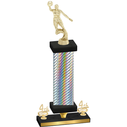 Premium Single Silver Carbon Fiber Fourth Place Basketball Trophy