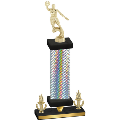 Premium Single Silver Carbon Fiber Victory Basketball Trophy