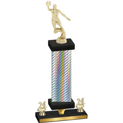 Premium Single Silver Carbon Fiber Year Basketball Trophy