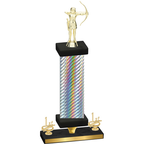 Premium Single Silver Carbon Fiber First Place Archery Trophy