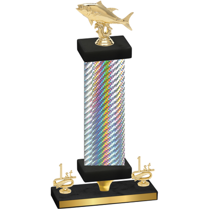 Premium Single Silver Carbon Fiber First Place Fishing Trophy