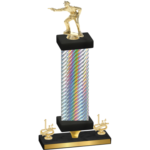 Premium Single Silver Carbon Fiber First Place Shooter Trophy