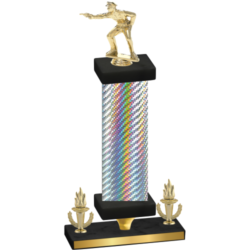 Premium Single Silver Carbon Fiber Victory Shooter Trophy