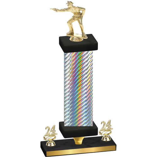 Premium Single Silver Carbon Fiber Year Shooter Trophy