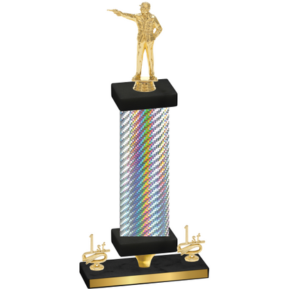 Premium Single Silver Carbon Fiber First Place Shooter Trophy