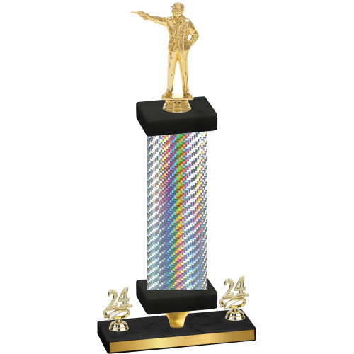 Premium Single Silver Carbon Fiber Year Shooter Trophy