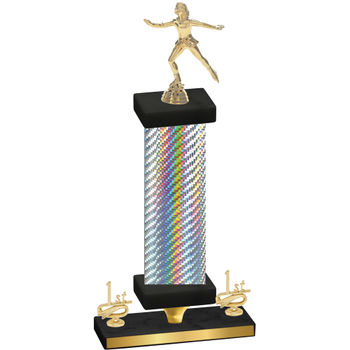 Premium Single Silver Carbon Fiber First Place Skater Trophy