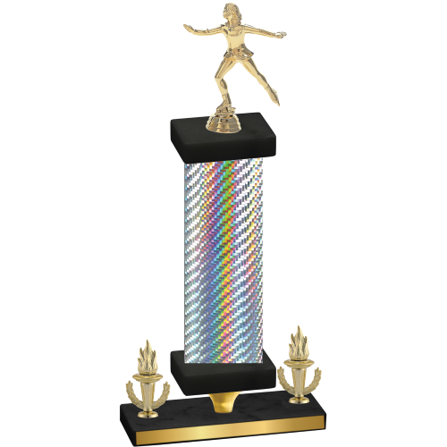 Premium Single Silver Carbon Fiber Victory Skater Trophy