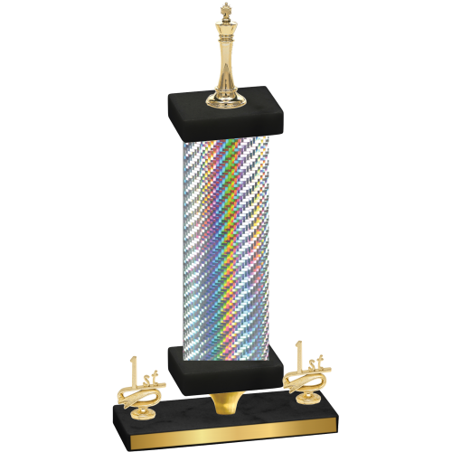 Premium Single Silver Carbon Fiber First Place Chess Trophy