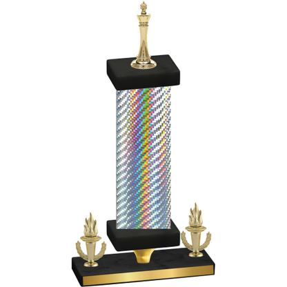 Premium Single Silver Carbon Fiber Victory Chess Trophy