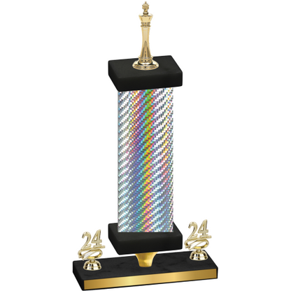 Premium Single Silver Carbon Fiber Year Chess Trophy