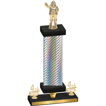 Premium Single Silver Carbon Fiber Fourth Place Holiday Trophy