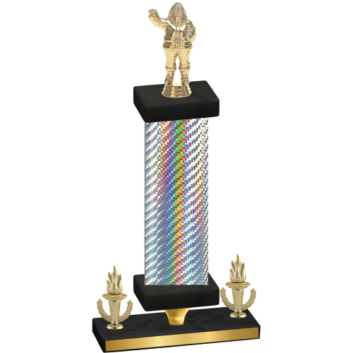 Premium Single Silver Carbon Fiber Victory Holiday Trophy