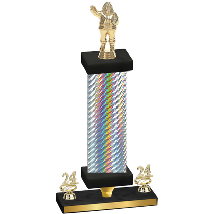 Premium Single Silver Carbon Fiber Year Holiday Trophy