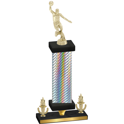 Premium Single Silver Carbon Fiber Victory Basketball Trophy