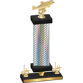 Premium Single Silver Carbon Fiber First Place Fishing Trophy