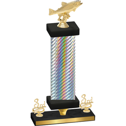 Premium Single Silver Carbon Fiber Third Place Fishing Trophy