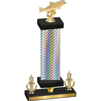 Premium Single Silver Carbon Fiber Victory Fishing Trophy