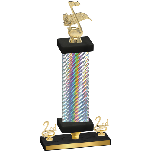 Premium Single Silver Carbon Fiber Second Place Music Trophy