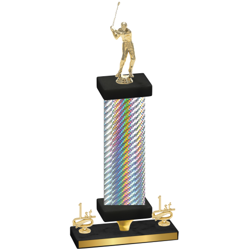 Premium Single Silver Carbon Fiber First Place Golf Trophy