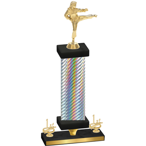 Premium Single Silver Carbon Fiber First Place Karate Trophy