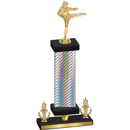 Premium Single Silver Carbon Fiber Victory Karate Trophy