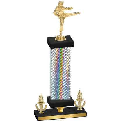 Premium Single Silver Carbon Fiber Victory Karate Trophy