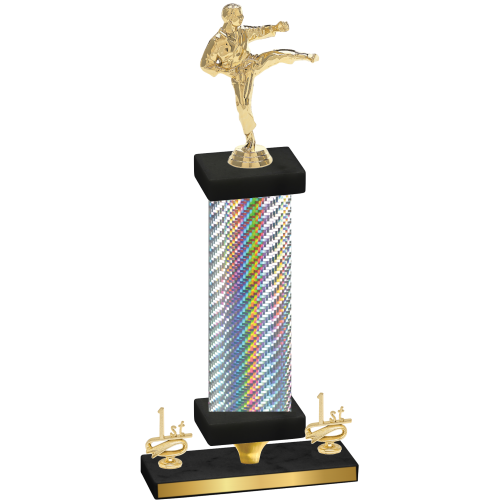 Premium Single Silver Carbon Fiber First Place Karate Trophy