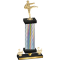 Premium Single Silver Carbon Fiber Second Place Karate Trophy