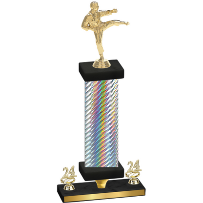 Premium Single Silver Carbon Fiber Year Karate Trophy