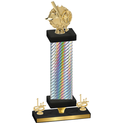 Premium Single Silver Carbon Fiber First Place Baseball Trophy